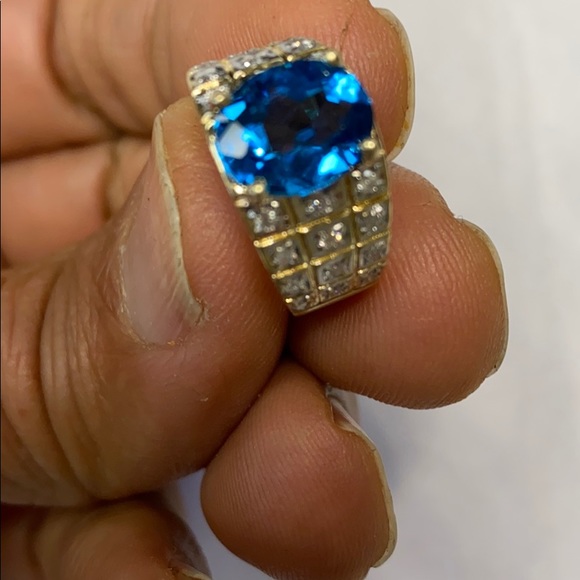 14K blue Lopez & Diamonds Ring - Picture 7 of 8